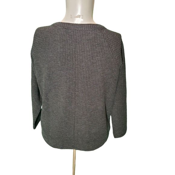 Lilla P Gray Sweater Sweatshirt Textured Cotton Jersey Asymmetric Zipper Sz XS - Picture 4 of 6